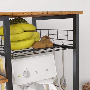 Стеллаж кухонний Sogesfurniture з підставкою для мікрохвильової печі, 90x40x83 см, чорний & горіх (Вінтаж-коричневий)