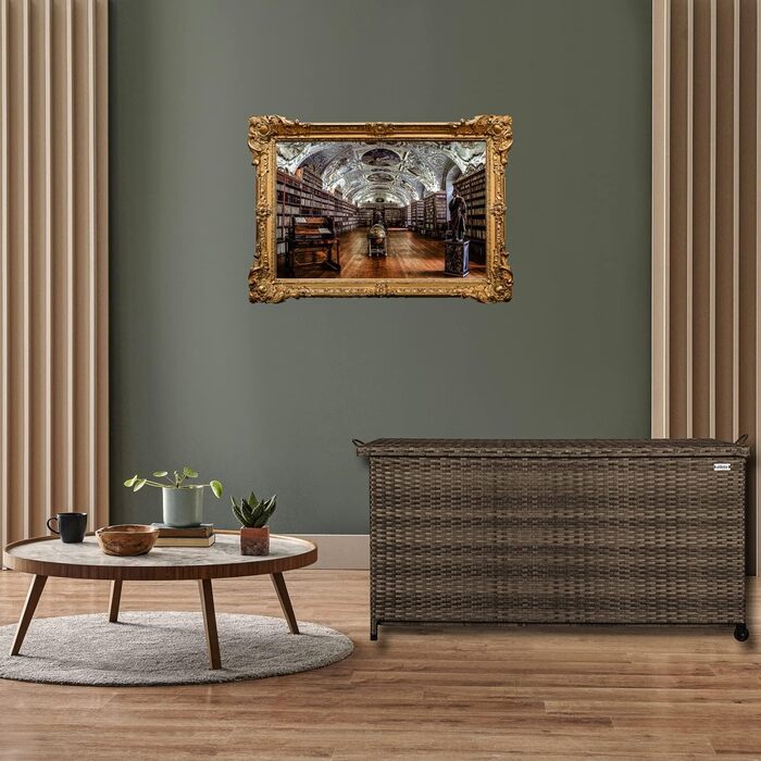 Ящик для подушок STILISTA® з ротангу (поліротанг) 122x62x56 см з кришкою, автоматичним підйомним механізмом, внутрішньою підкладкою, колесами та ручками, 4 кольори