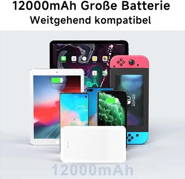 Ультратонкий, 3A USB C, портативний зарядний пристрій для iPhone, Samsung, Huawei, iPad, 12000mAh