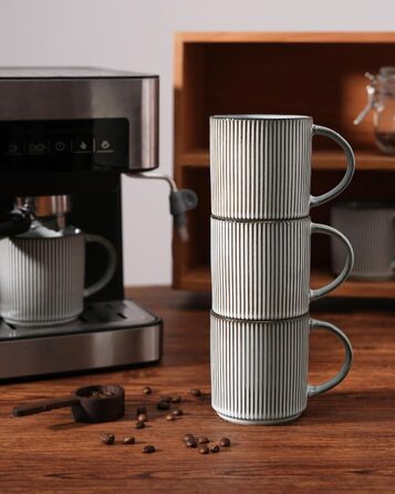 Набір тарілок Star 12 предметів для 4 осіб, керамічний посуд, стійкий до подряпин, для мікрохвильовки та посудомийної машини (димчастий синій, чашки 355 мл - 6 шт)