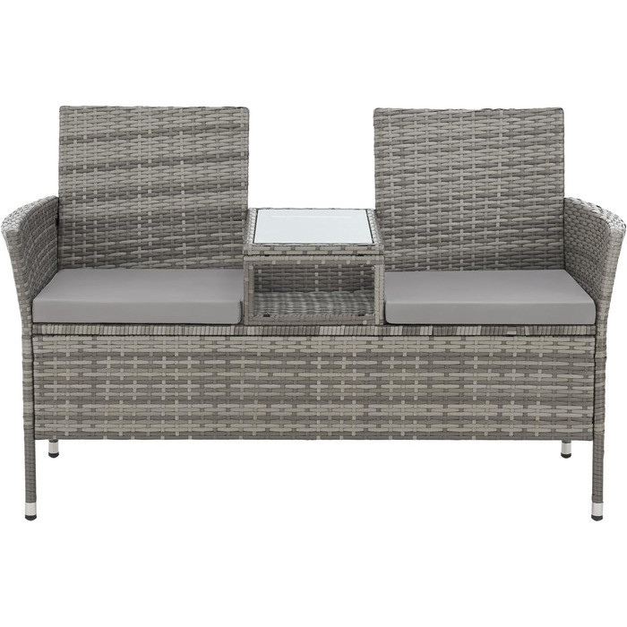 Лавка садова SVITA Chicago з ротангу поліратан для саду сіра