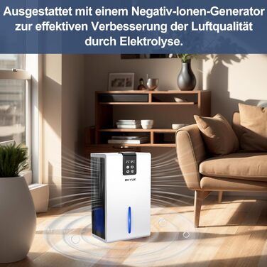 Електричний осушувач повітря 2700 мл, осушувач повітря для дому з автоматичним вимкненням, 7-кольорове світлодіодне світло, чудово підходить для автофургону, ванної кімнати, спальні, підвалу (білий)