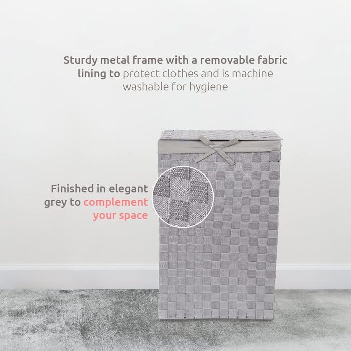 Кошик для білизни RAN6891 Stan з кришкою, ручками, плетіння, металевий каркас, знімне вкладиш з льону, 30 x 30 x 50 см, Колір: Коричневий