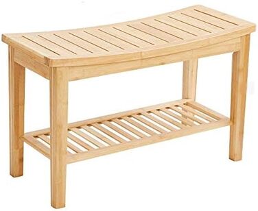 Міцна лавка для ванної кімнати з бамбука - стійка дерев'яна лавка для ванної - практичний табурет/стілець для ванної - Decopatent