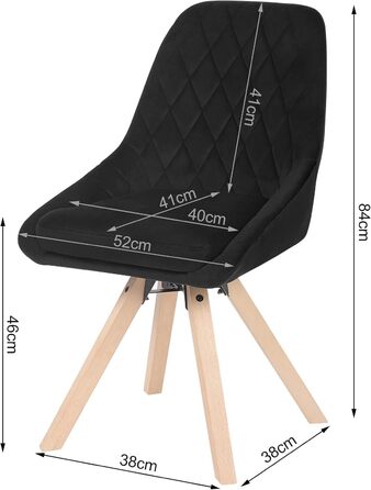 Набір обідніх стільців Woltu для вітальні, кухні, їдальні (8 шт.), з оксамитовим покриттям, букові ніжки, до 150 кг, чорний колір