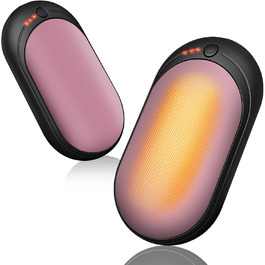 Електричний підігрівач для рук, перезаряджається, 2 шт. з акумулятором 6000mAh, USB-кабель, 3 режими нагріву, 20 годин тепла, підігрівач для кишені, для активного відпочинку взимку (чорний, рожевий)