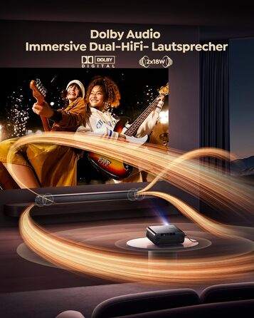 Проектор WiMiUS 1100 ANSI з 4K, Dolby Audio, WiFi 6, Bluetooth та Автофокусом для Домашнього Кінотеатру та Відкритих Подій (Android/iPhone)