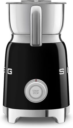 Пінсуватель молока Smeg MFF11BLEU, мультифункціональний, індукційна система, 6 програм, ручна функція, скляна колба 600 мл, мірна кришка, вбудований переливач, 500W, чорний