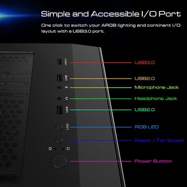 Ігровий корпус GAMDIAS Apollo E2 Elite, Mid-Tower ATX, загартоване скло, 3x 200 мм ARGB вентилятори, безінструментальна установка, підтримка плат до ATX