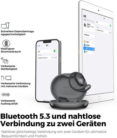 Навушники з відкритим вухом Bluetooth SoundPEATS GoFree2, Hi-Res/LDAC, 35 годин, багатоточкові (перлинно-чорний)