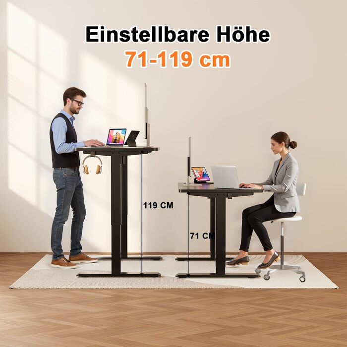 Регульований стіл JUMMICO Standing Desk: електричний, з пам'яттю, білий (160 x 70 см)