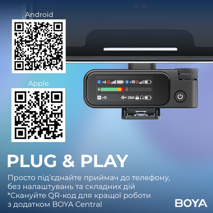 Бездротовий мікрофон BOYA MIC 2-02 Type-C/TRS Black