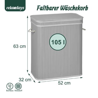 Кошик для білизни Relaxdays з бамбука з 3 відділеннями