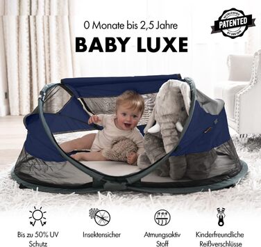 Дорожнє ліжечко Deryan Baby Luxe Blue, 0-4,5 роки, в т.ч. матрац, москітна сітка та сумка, 136x84x62см