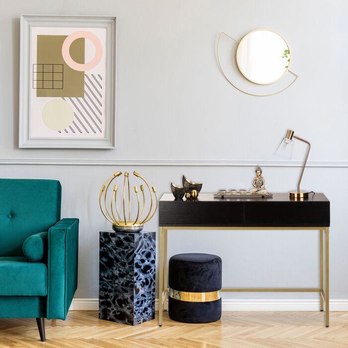 Столик-консоль Relaxdays Золотий Чорний