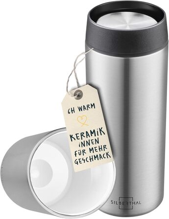 Термокружка Silberthal 350 мл з нержавіючої сталі з керамічним покриттям – термокружка для кави з собою, зберігає тепло до 6 годин та холод до 12 годин