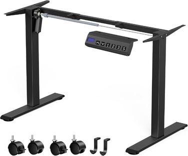 Електричні ніжки для столу з регулюванням висоти, з потужним мотором, на коліщатках, з 3 рівнями пам'яті та захистом від зіткнень, 72-116 см