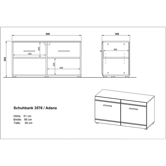 Біла, 40x96x86 см, 3581-84 GW-Adana Wood