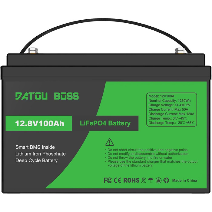 Акумулятор DATOUBOSS 12V 300Ah LiFePO4, 3840 Втгод, 200 А BMS, 15000 циклів, послідовно/паралельно, для автофургонів/морських