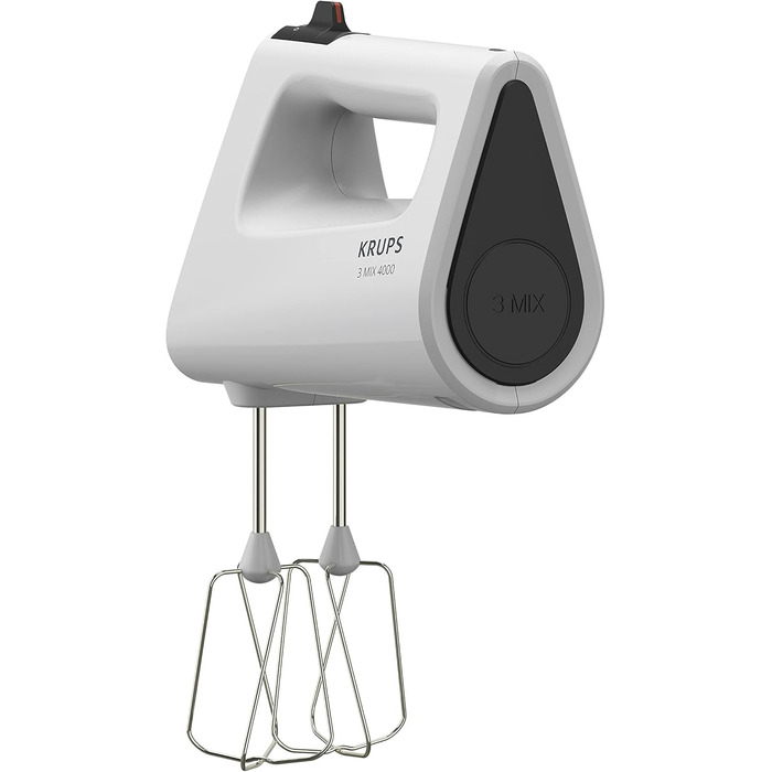 Міксер ручний Krups 3 Mix 4000, 450 Вт, білий/сірий - з насадками для збивання та тіста