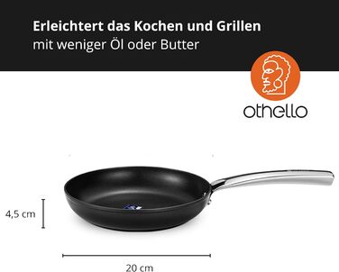 Сковорода Othello Ø 20 см міцне тефлонове антипригарне покриття для всіх типів варильних поверхонь кругла алюмінієва сковорода з ручкою з нержавіючої сталі ідеально підходить для смаження з меншою кількістю жиру
