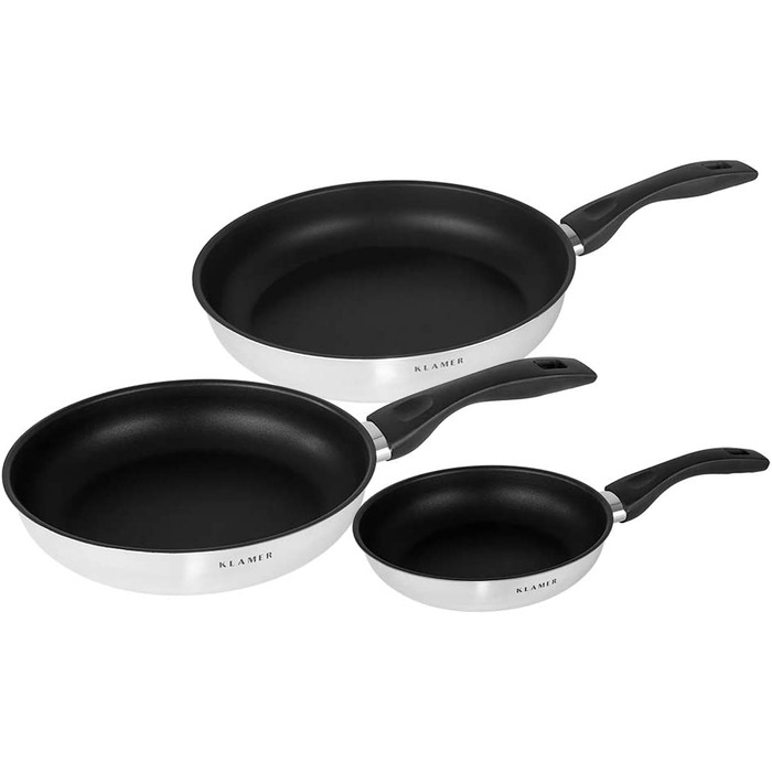 Набір каструль KLAMER Topfset Induktion – преміум якість, нержавіюча сталь, з кришкою з термостійкого скла, без антипригарного покриття, підходить для індукційних плит, можна мити в посудомийній машині, енергозберігаючий, для духовки та з мірною шкалою