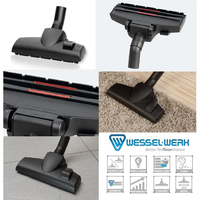 Акіта 800W безмішковий пилосос з сильною тягою та німецьким насадкою Wessel 2-в-1 для твердих підлог та килимів (C6 Turbo)