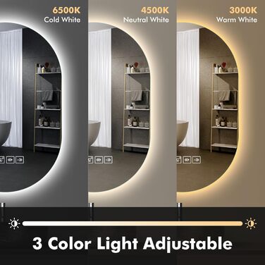 Дзеркало для ванної кімнати 600 мм з підсвічуванням, регульоване, з сенсорною кнопкою, функцією запобігання запотіванню та таймером | IP44, вологостійке, для ванної кімнати, готелю, кругле (Музика 500 мм 750 мм)