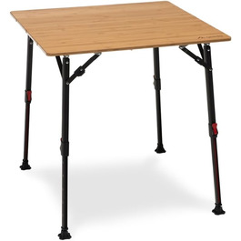 Доступний у 3 розмірах) - Портативний розкладний стіл зі складною бамбуковою стільницею, регульований по висоті бамбук - S (70 x 70 см)