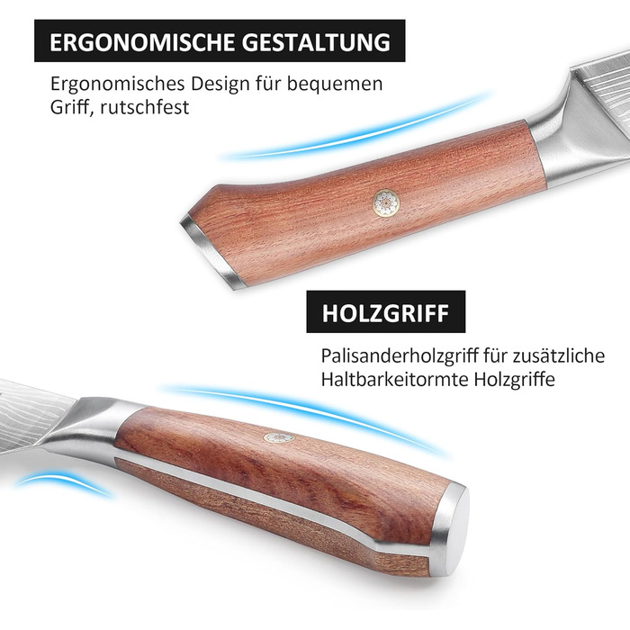 Набір кухонних ножів YOTSUBA 8 предметів з дерев'яним блоком, точилка, ножиці, кухонні ножі з нержавіючої сталі