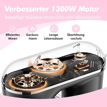 Кухонна машина Kitchen in the box рожевого кольору 6 л з 2 чашами по 3,5 л, 10 швидкостей, міксер з гаками та вінчиками