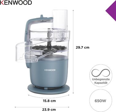 Кухонний комбайн Kenwood MultiPro Go FDP22.130GY, 650 Вт, 1,3 л, Кольори: блакитний та сірий