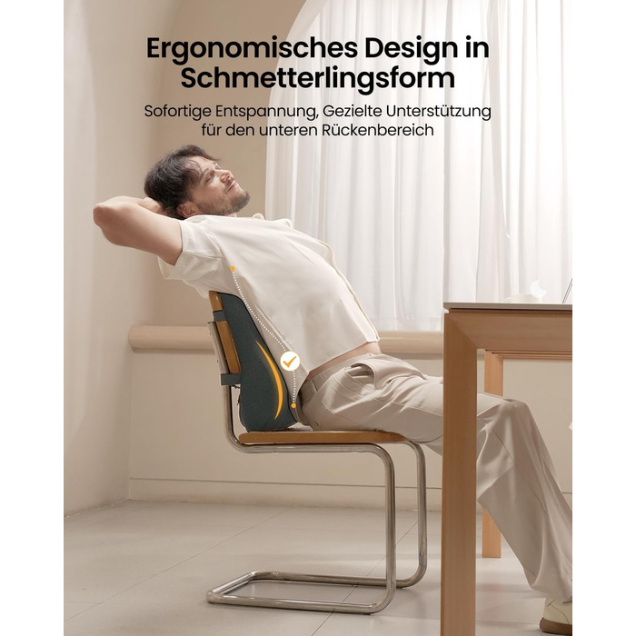 Підпорка для спини ProtoArc з Memory Foam: ергономічна подушка для офісного крісла, авто та робочого столу. Підтримка попереку, дихаюча тканина, регульовані ремені (сірий)