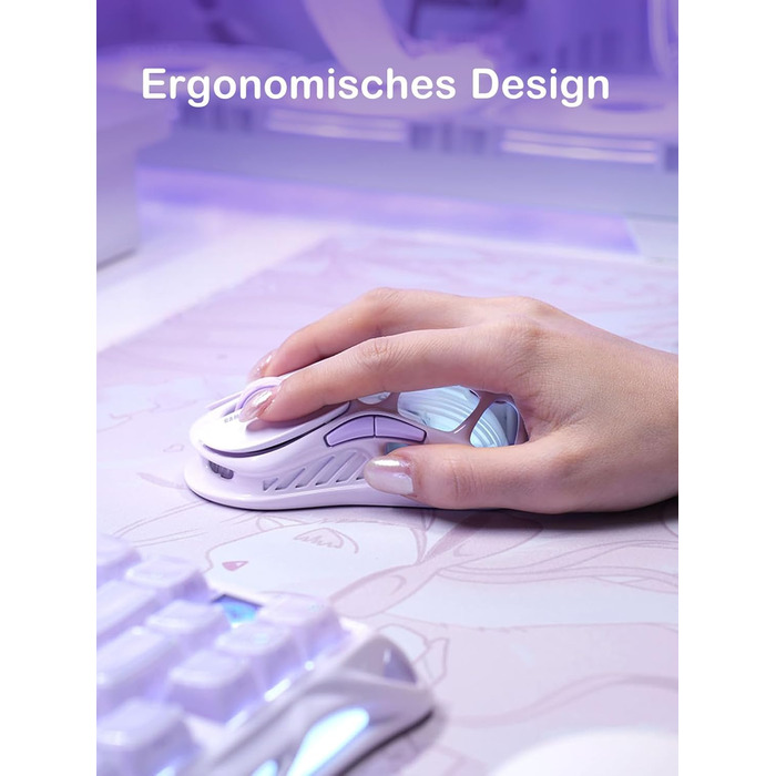 Миша ігрова GravaStar Mercury M1 Pro: 26000 DPI, 4K, PAW3395, 88г, Bluetooth/2.4G, RGB, 5 кнопок – Градієнт Чорний (Фіолетовий)