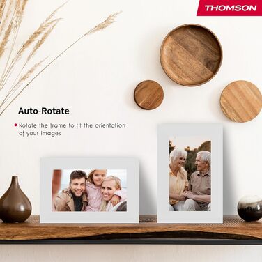 Рамка для фото Thomson Fotorahmen – 7 дюймів, IPS Full HD, сенсорний екран, 32 GB, автоматичне обертання, Wi-Fi, iOS, Android, білий