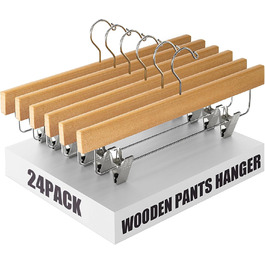 Набір дерев'яних вішалок для штанів Ulimart (24 шт.), з кліпсами, для джинсів, шортів та штанів