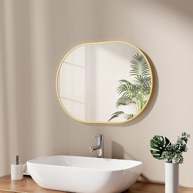 Дзеркало овальне EMKE Badspiegel Oval 45x60 см з золотим обрамленням для ванної кімнати