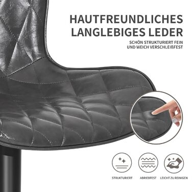 Барні стільці Youhauchair 3 шт., шкіряні, регульовані по висоті, з підніжкою та спинкою, сірі