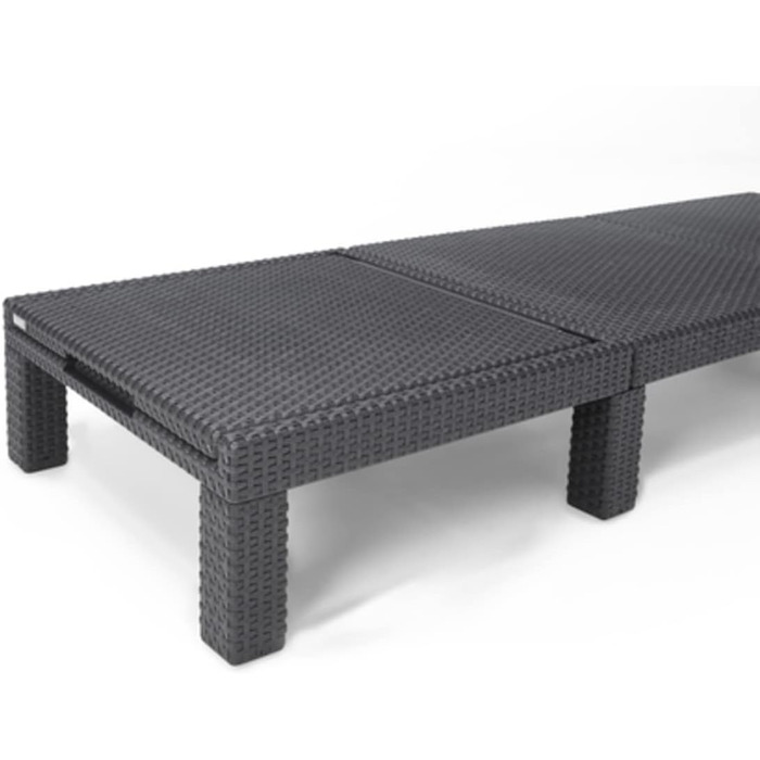 Шезлонг Daytona Deluxe Allibert Keter для саду, тераси та балкону, сірий, з регульованою спинкою, з подушкою, пластиковий, імітація ротангу, 195x65x25,5 см