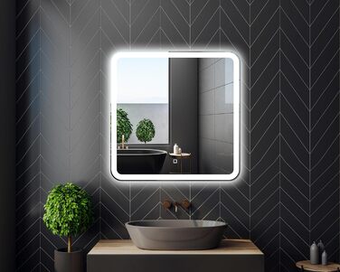 Дзеркало для ванної кімнати 60 см квадратне з LED-підсвічуванням, сенсорне керування