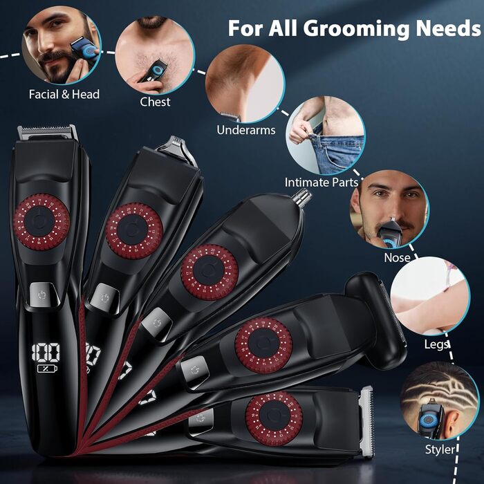 Електричний тример і бритва All-in-1, 5 лез, червоний, 40 Precision Beard Trimmer & Foil Shaver