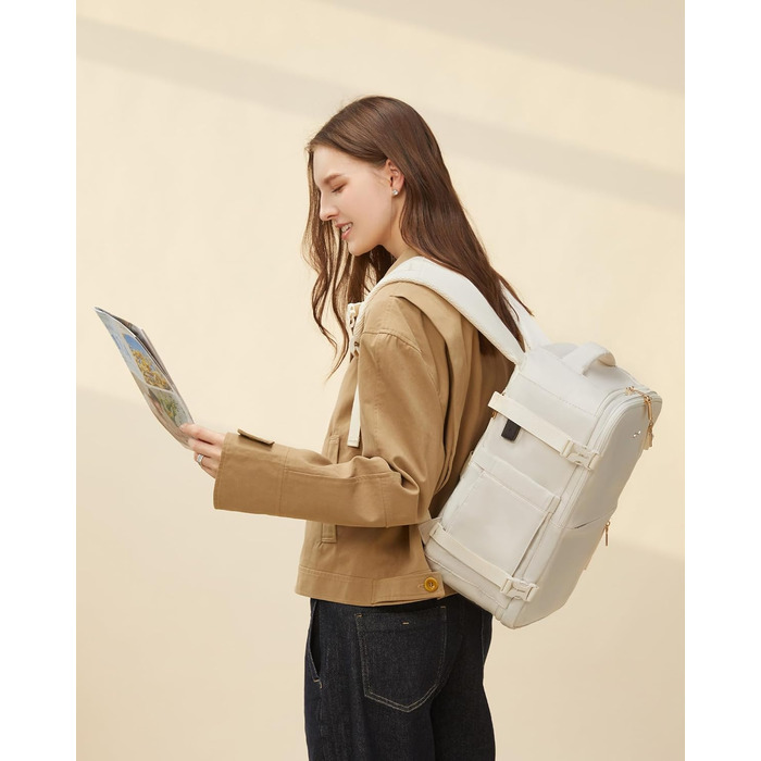 Рюкзак LOVEVOOK для ручної поклажі 40x30x20, дорожній рюкзак для жінок та чоловіків, ручна поклажа, рюкзак для подорожей 24л для 14-дюймового ноутбука, рюкзак-валіза з USB для роботи, бізнес-подорожі (40 x 20 x 25 см (14 дюймів), Бежевий)