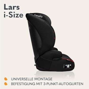 Автокрісло Lionelo Lars i-Size 100–150 см, Група 2/3, чорно-червоне, з регулюванням підголівника та бічними захистом