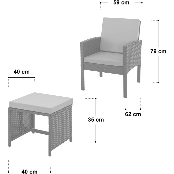 Садовий набір меблів SVITA Denver з поліротангу 4 предмети: 2 крісла, диван на 2 місця, стіл - коричневий