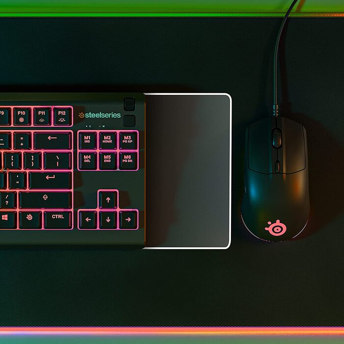 Клавіатура SteelSeries Apex 3 TKL для геймінгу – RGB, компактний форм-фактор TKL, волого- та пилостійкість, тихі геймінгові клавіші, DE Layout QWERTZ, чорний колір