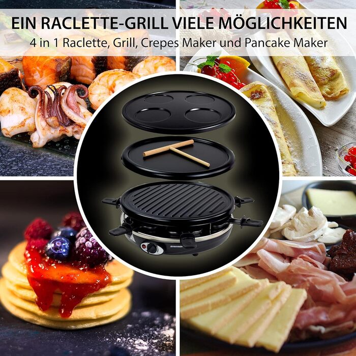 В 1 Raclette Pancakemaker Grill Crepemaker на 6 осіб RAC-1200W-Basel, 4