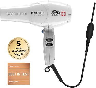 Фен Solis Swiss Perfection 360º ionicPRO 440: іонний, поворотний кабель, стилізуюча насадка, білий