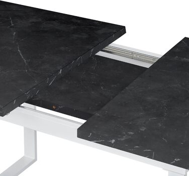 Розсувний обідній стіл B&D Home Anna | 120-160 x 80 см | на 4-6 осіб | стіл для кухні/їдальні | Texas-Eiche | чорне металеве підстав'я | скандинавський/індустріальний дизайн