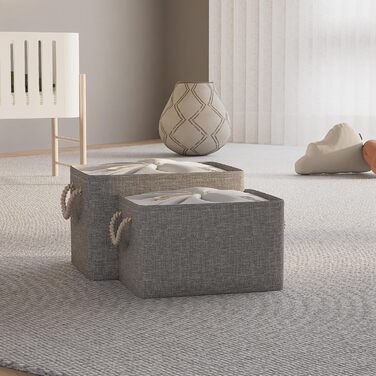 OUTBROS Коробки для зберігання (3 шт.) сірі, 33 x 23 x 20 см, тканинні, з шнурком та ручкою, складні