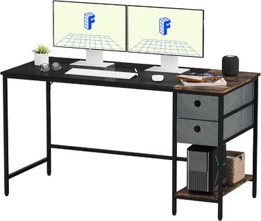 Стіл FLEXISPOT FD 120x60x75см, стіл для ПК з книжковою полицею, 3 ярусні полиці для зберігання, стіл для офісу, вітальні